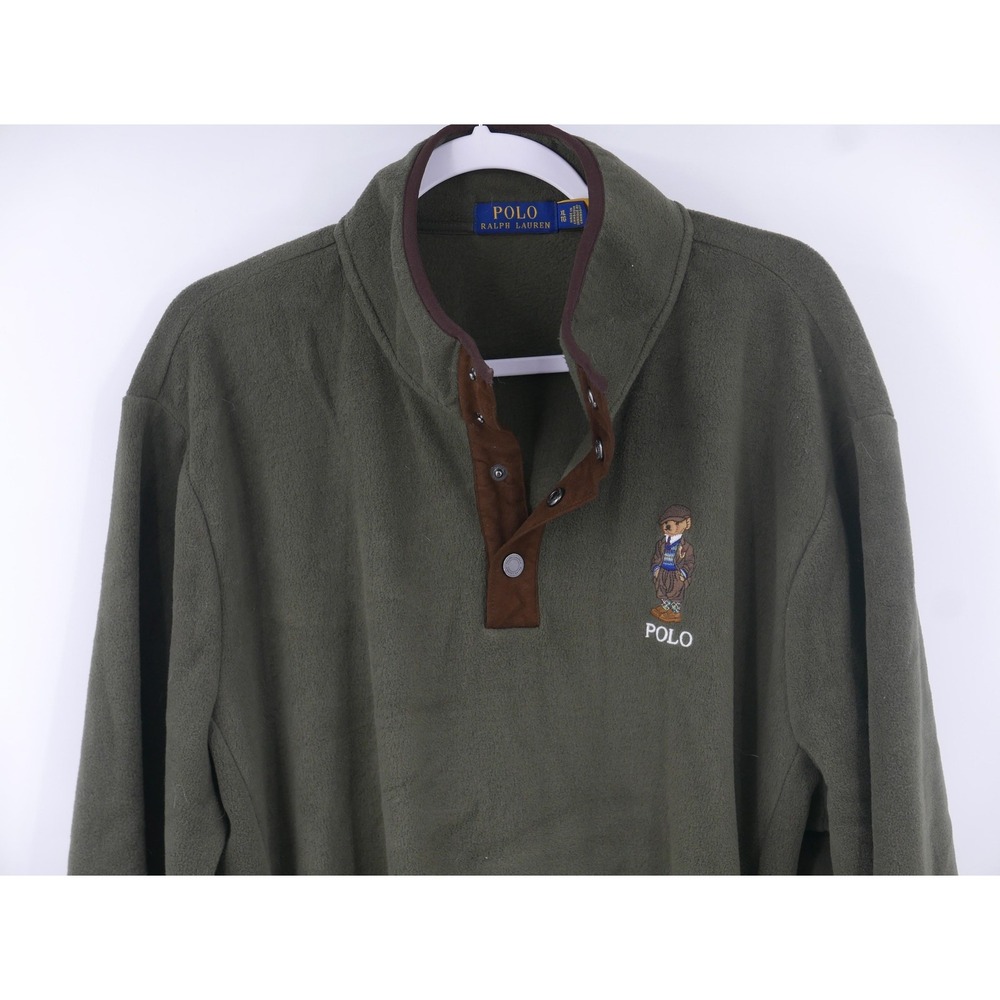 Polo Ralph Lauren Heritage Bear Mock Neck Sweatshirt Pullover Green Men's XL